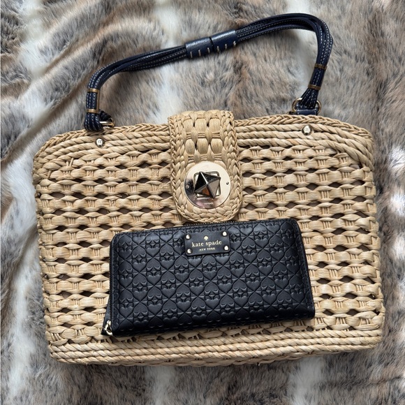 kate spade Handbags - Kate Spade Straw Darlington Jackie Handbag Purse with wallet